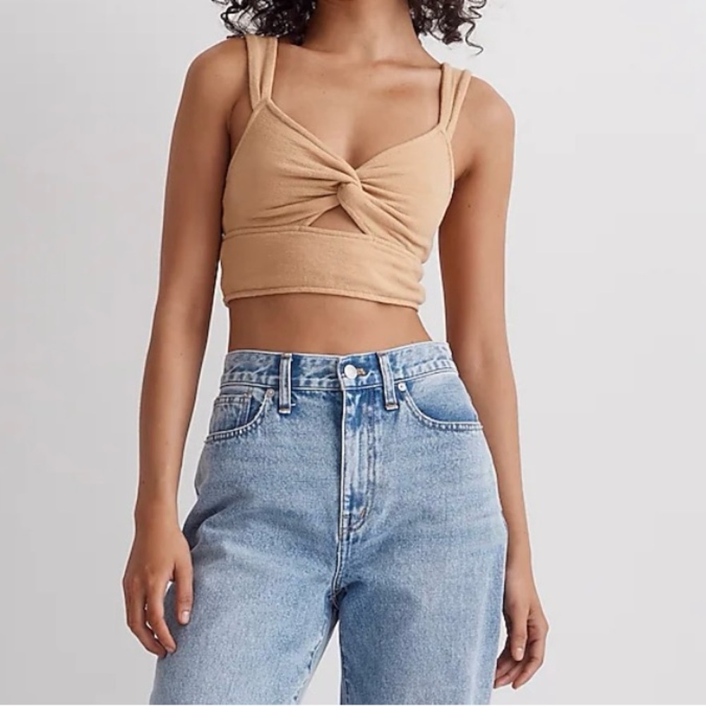 NWT Madewell Cutout Knot-Front Crop Tank Top